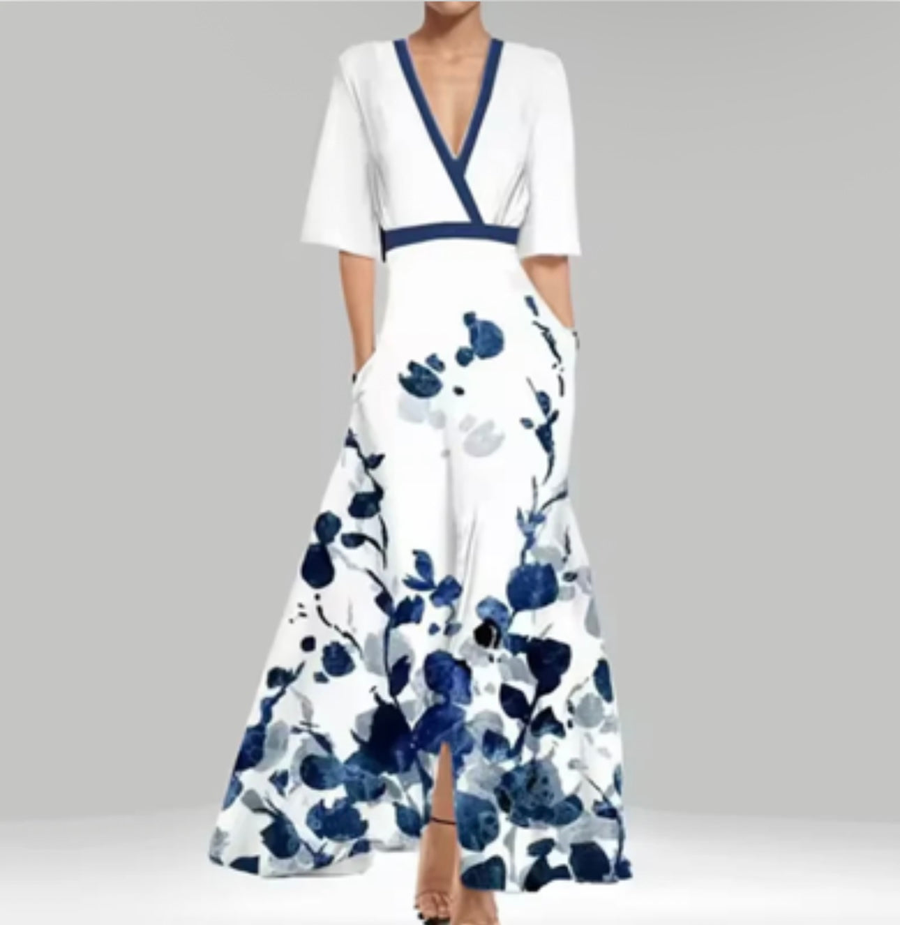 FLORAL WRAP SUMMER DRESS FOR WOMEN ELEGANT GOWN