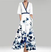 FLORAL WRAP SUMMER DRESS FOR WOMEN ELEGANT GOWN