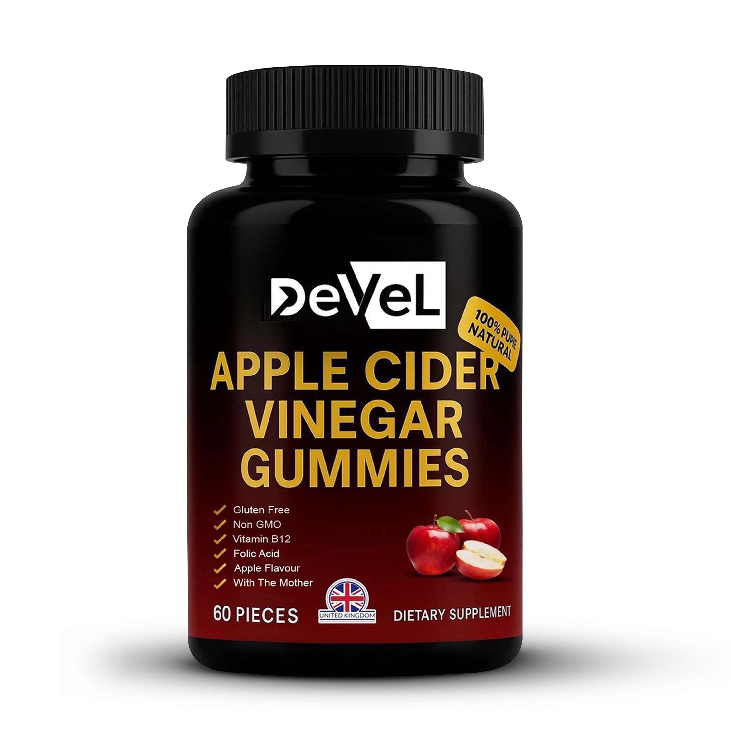 Apple Cider Vinegar Gummies by DEVEL – l 60 Gummies l