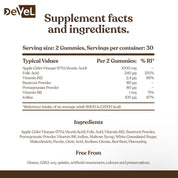 Apple Cider Vinegar Gummies by DEVEL – l 60 Gummies l