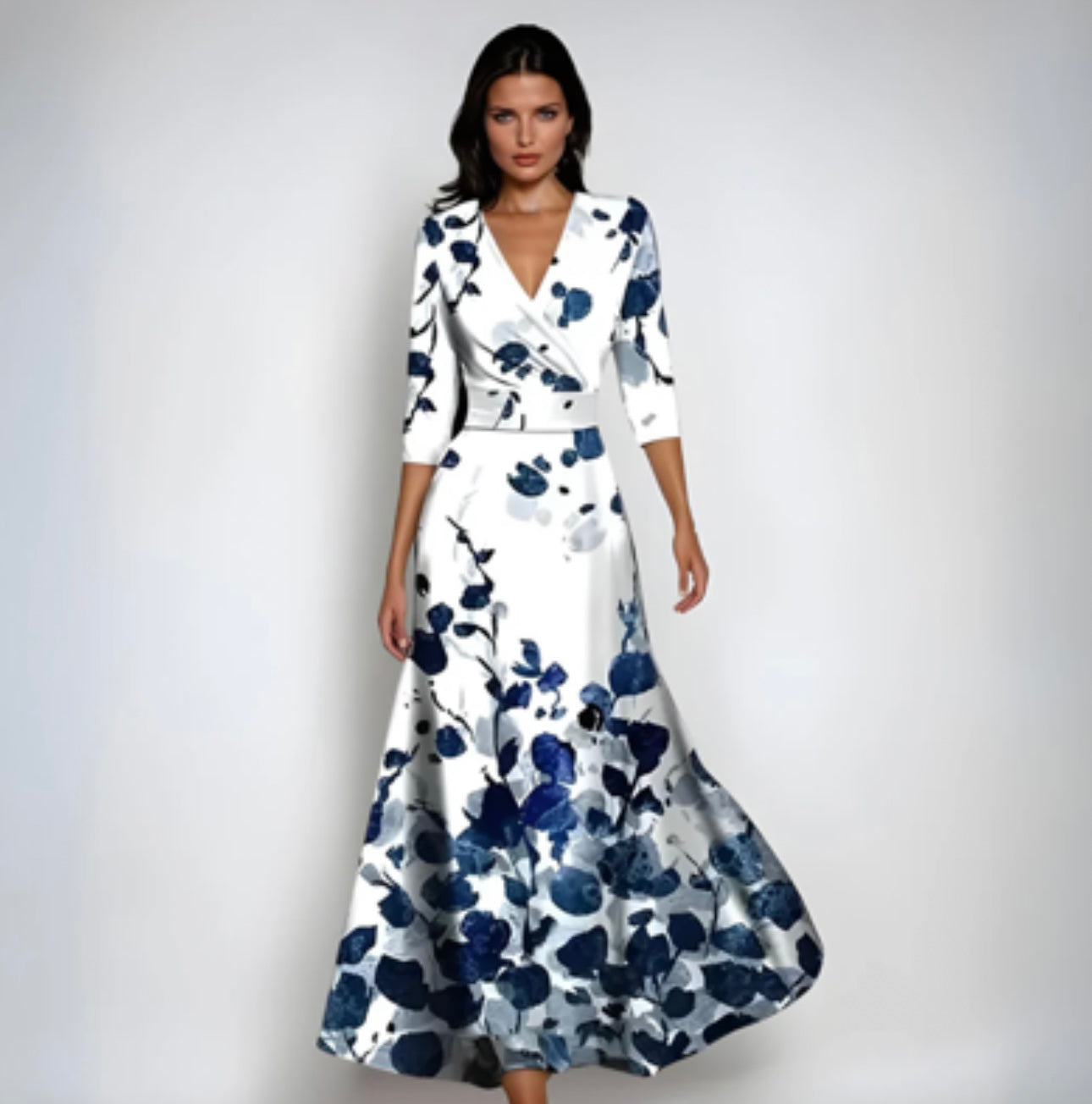 FLORAL WRAP SUMMER DRESS FOR WOMEN ELEGANT GOWN