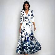 FLORAL WRAP SUMMER DRESS FOR WOMEN ELEGANT GOWN